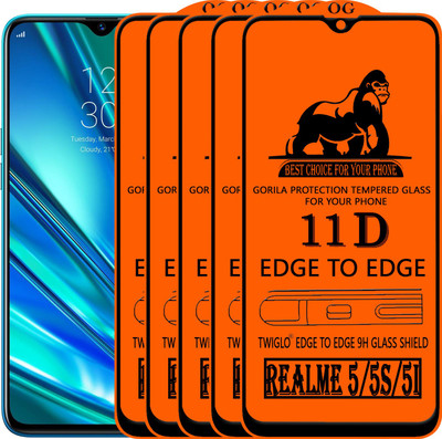 TWIGLO Edge To Edge Tempered Glass for REALME 5I(Pack of 5)
