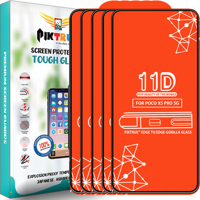 PikTrue Edge To Edge Tempered Glass for Poco X5 Pro 5G(Pack of 5)