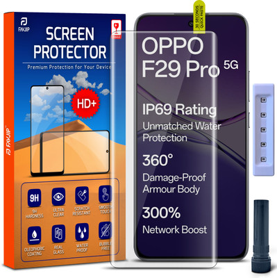 FAVJIP Edge To Edge Tempered Glass for Oppo F29 Pro 5G, Oppo F29 Pro, Quad Curved UV Liquid Glue Screen Guard Protector with Easy Installation Kit(Pack of 1)