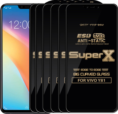 Roxel Edge To Edge Tempered Glass for Vivo Y81(Pack of 6)