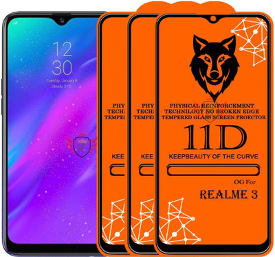 INT Edge To Edge Tempered Glass for Realme 3(Pack of 3)