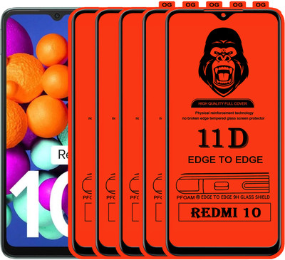 Laxdom Edge To Edge Tempered Glass for REDMI 10(Pack of 5)
