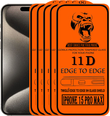 TWIGLO Edge To Edge Tempered Glass for IPHONE 15 PRO MAX(Pack of 5)