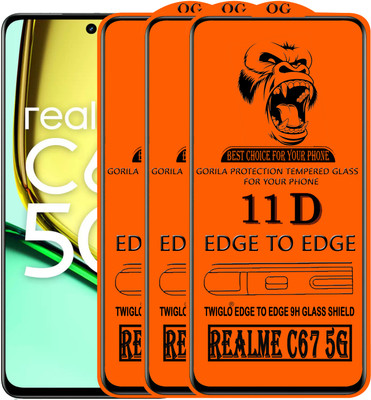 TWIGLO Edge To Edge Tempered Glass for REALME C67 5G(Pack of 3)