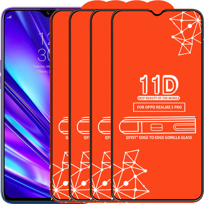 Qyist Edge To Edge Tempered Glass for Realme 5 Pro(Pack of 4)