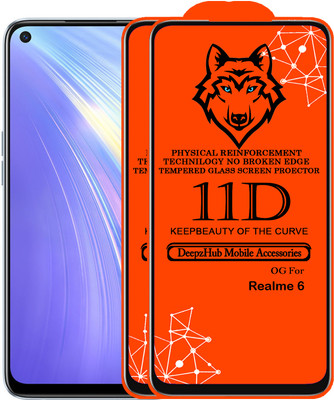 DeepzHub Edge To Edge Tempered Glass for Realme 6(Pack of 2)