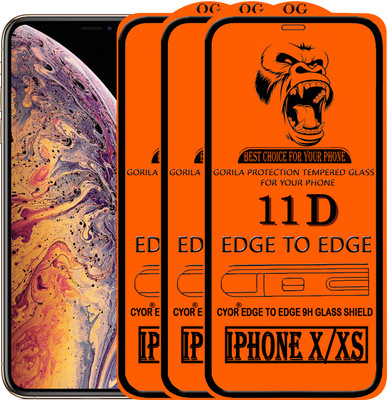 CYOR Edge To Edge Tempered Glass for Apple iPhone X(Pack of 3)