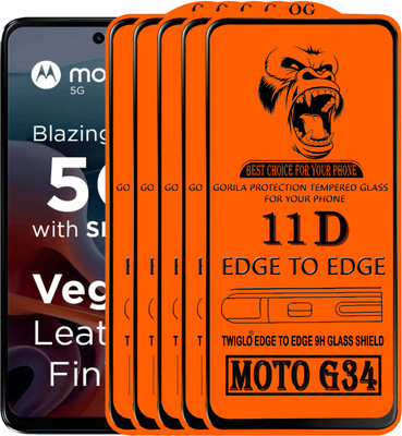 TWIGLO Edge To Edge Tempered Glass for MOTO G34(Pack of 5)