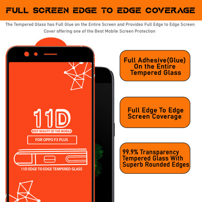 Roxel Edge To Edge Tempered Glass for Oppo F3 Plus(Pack of 4)