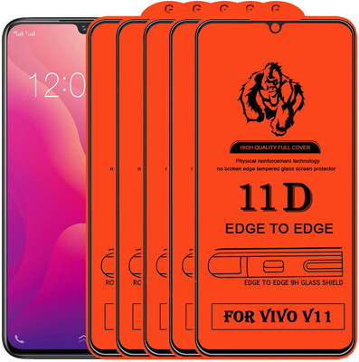 HIE POWER Edge To Edge Tempered Glass for Vivo V11(Screen Protector Full HD Quality Tempered Glass Anti-Scratch Edge to Edge Coverage with Easy Installation Kit-Pack of 5)(Pack of 5)