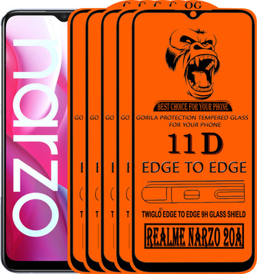 TWIGLO Edge To Edge Tempered Glass for REALME NARZO 20A(Pack of 5)