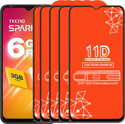 Qyist Edge To Edge Tempered Glass for Tecno Spark 8C(Pack of 5)