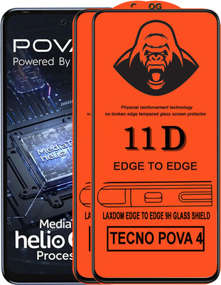 Laxdom Edge To Edge Tempered Glass for TECNO POVA 4(Pack of 2)