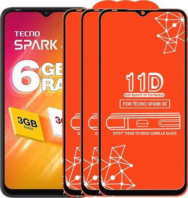 Qyist Edge To Edge Tempered Glass for Tecno Spark 8C(Pack of 3)