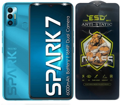 TELESHIELD Edge To Edge Tempered Glass for Tecno Spark 7, ESD Glass, ESD Protector, Edge to Edge, Screen Protector(Pack of 1)