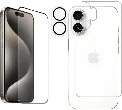 UNIKWORLD Edge To Edge Tempered Glass for iPhone 16 Plus Front Back Screen Protector With Camera lens Protector For iPhone -16 Plus || Front Back Guard with Camera Glass Compatible with iPhone-16 Plus Case Friendly, Easy Installation(Pack of 3)