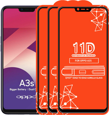 Qyist Edge To Edge Tempered Glass for Oppo A3s(Pack of 3)
