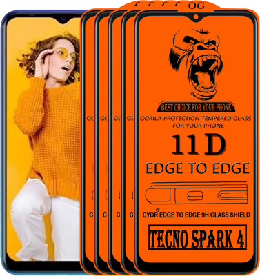 CYOR Edge To Edge Tempered Glass for TECNO SPARK 4(Pack of 5)