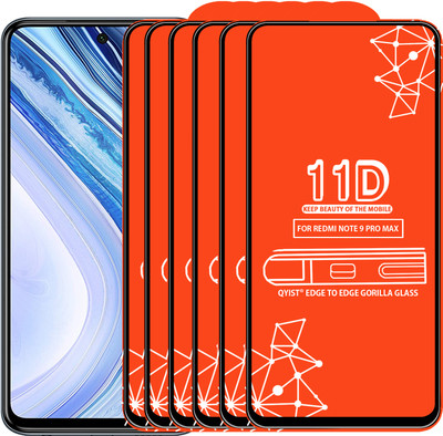 Qyist Edge To Edge Tempered Glass for Redmi Note 9 Pro Max(Pack of 6)