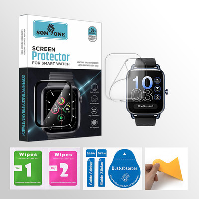 SOMTONE Edge To Edge Tempered Glass for OnePlus Nord Watch 1.78 inch Smartwatch 2 PROTECTOR + 2 WIPES + 2 DUST REMOVAL STICKER + 1 WIPER(Pack of 2)