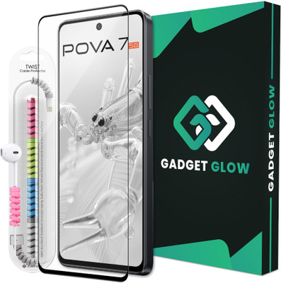 Gadget Glow Edge To Edge Tempered Glass for Tecno Pova 7 5G, Pova 7, OG Tempered Glass with Cable Protector(Pack of 1)