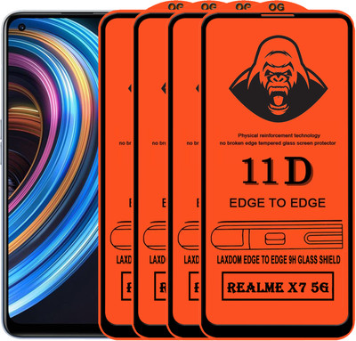 Laxdom Edge To Edge Tempered Glass for REALME X7 5G(Pack of 4)
