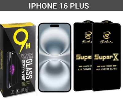 SuperX Edge To Edge Tempered Glass for iphone 16 Plus(Pack of 2)