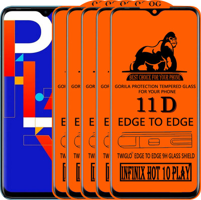 TWIGLO Edge To Edge Tempered Glass for INFINIX HOT 10 PLAY(Pack of 5)