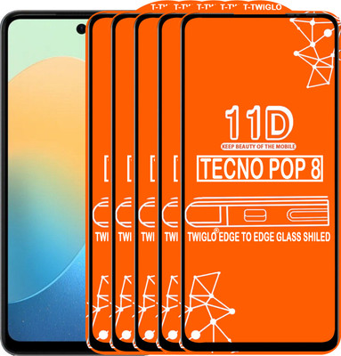 TWIGLO Edge To Edge Tempered Glass for TECNO POP 8(Pack of 5)