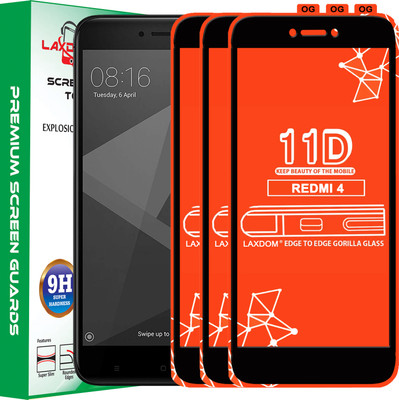 Laxdom Edge To Edge Tempered Glass for Mi Redmi 4(Pack of 3)