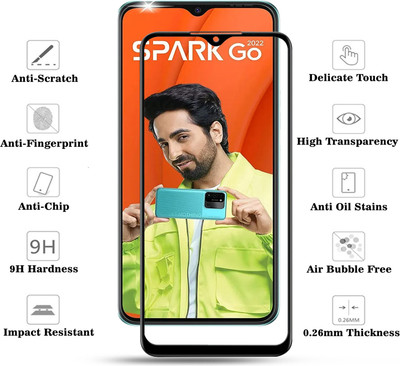 Laxdom Edge To Edge Tempered Glass for TECNO SPARK GO 2022(Pack of 1)