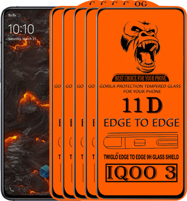 TWIGLO Edge To Edge Tempered Glass for IQOO 3(Pack of 5)