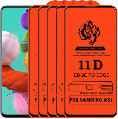 NaturalBuy Edge To Edge Tempered Glass for Samsung Galaxy A51( Full Coverage Glass 11D Edge to Edge Tempered Glass Full Coverage Glass-11D-Pack of 5)(Pack of 5)