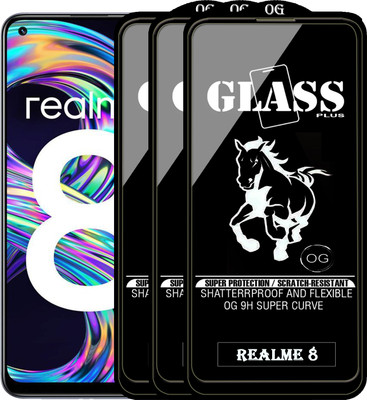 PFOAM Edge To Edge Tempered Glass for REALME 8(Pack of 3)