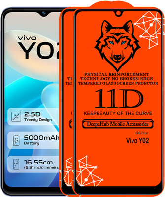CRodible Edge To Edge Tempered Glass for Vivo Y02(Pack of 2)