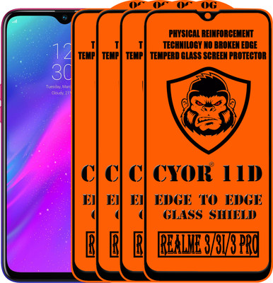 CYOR Edge To Edge Tempered Glass for Realme 3i(Pack of 4)