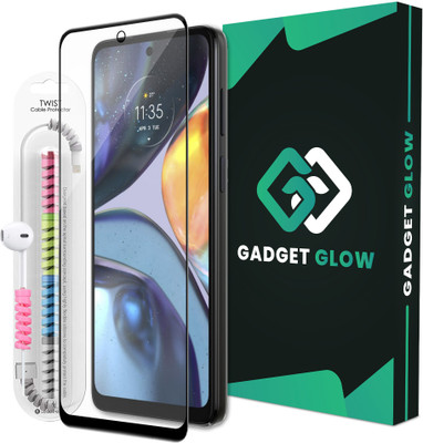 Gadget Glow Edge To Edge Tempered Glass for Motorola G22 5G, Motorola G22, Moto G22 5G, Moto G22, OG Tempered Glass with Cable Protector(Pack of 1)