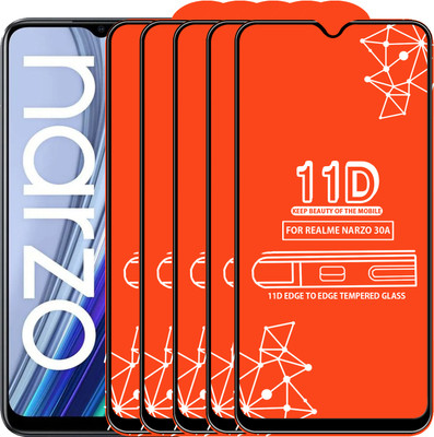 Roxel Edge To Edge Tempered Glass for Realme Narzo 30A(Pack of 5)