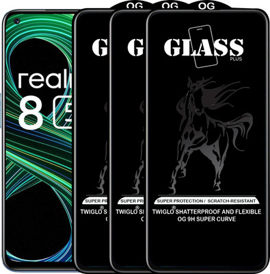 TWIGLO Edge To Edge Tempered Glass for REALME 8 5G(Pack of 3)