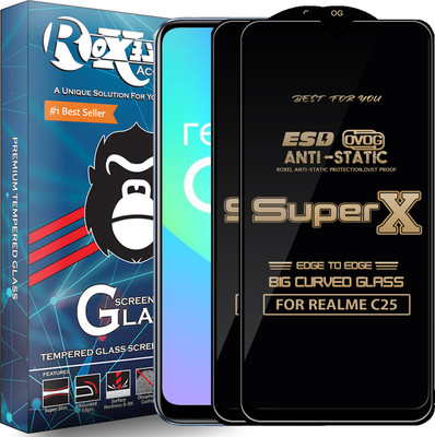 Roxel Edge To Edge Tempered Glass for REALME C25(Pack of 2)