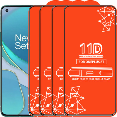Qyist Edge To Edge Tempered Glass for Oneplus 8T(Pack of 4)