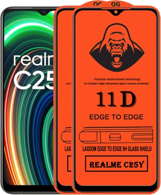 Laxdom Edge To Edge Tempered Glass for REALME C25Y(Pack of 2)