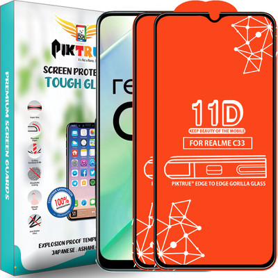 PikTrue Edge To Edge Tempered Glass for Realme C33(Pack of 2)