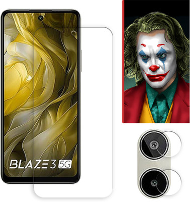 ARBAN Edge To Edge Tempered Glass for Lava Blaze 3 5G Tempered Screen Protector | Anti-Scratch | Edge to Edge Full Coverage | 9H Hardness ( 1 FRONT SCREEN GUARD + 1 CAMERA LENS PROTECTOR + 1 FREE BACK EMBOSSED SKIN026 )(Pack of 1)