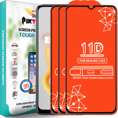 PikTrue Edge To Edge Tempered Glass for Realme C20A(Pack of 3)