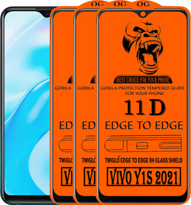 TWIGLO Edge To Edge Tempered Glass for VIVO Y1S 2021(Pack of 3)
