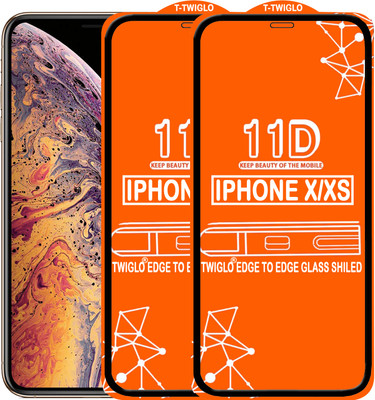 TWIGLO Edge To Edge Tempered Glass for Apple iPhone X(Pack of 2)
