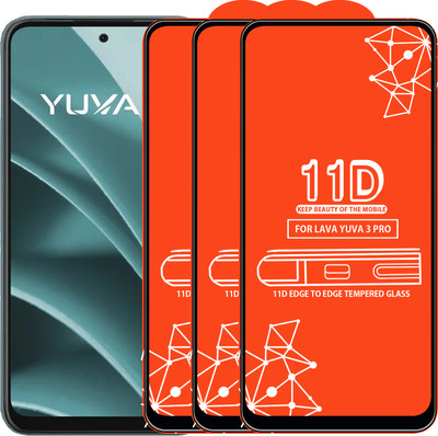 Qyist Edge To Edge Tempered Glass for Lava Yuva 3 Pro(Pack of 3)