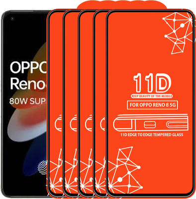Roxel Edge To Edge Tempered Glass for Oppo Reno 8 5G(Pack of 5)