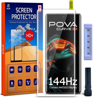 FAVJIP Edge To Edge Tempered Glass for Tecno Pova 5G, Tecno Pova Curve, Tecno Pova Curve 5G, Pova Curve 5G, 3D Curved UV Liquide Glue Glass with Easy Installation Kit(Pack of 1)